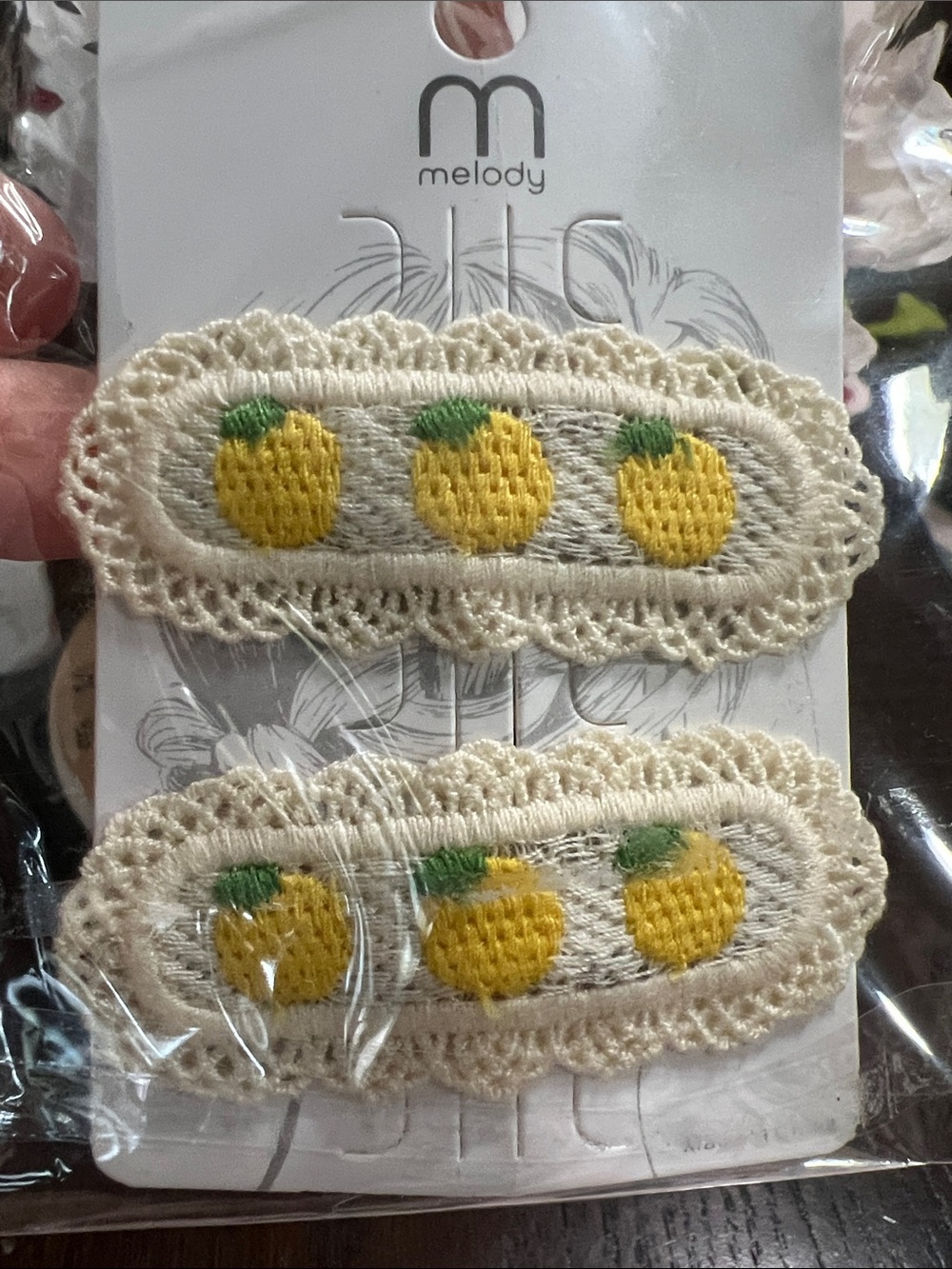 New Melody Yellow Lemon Crochet Hair Clips - Set of 2